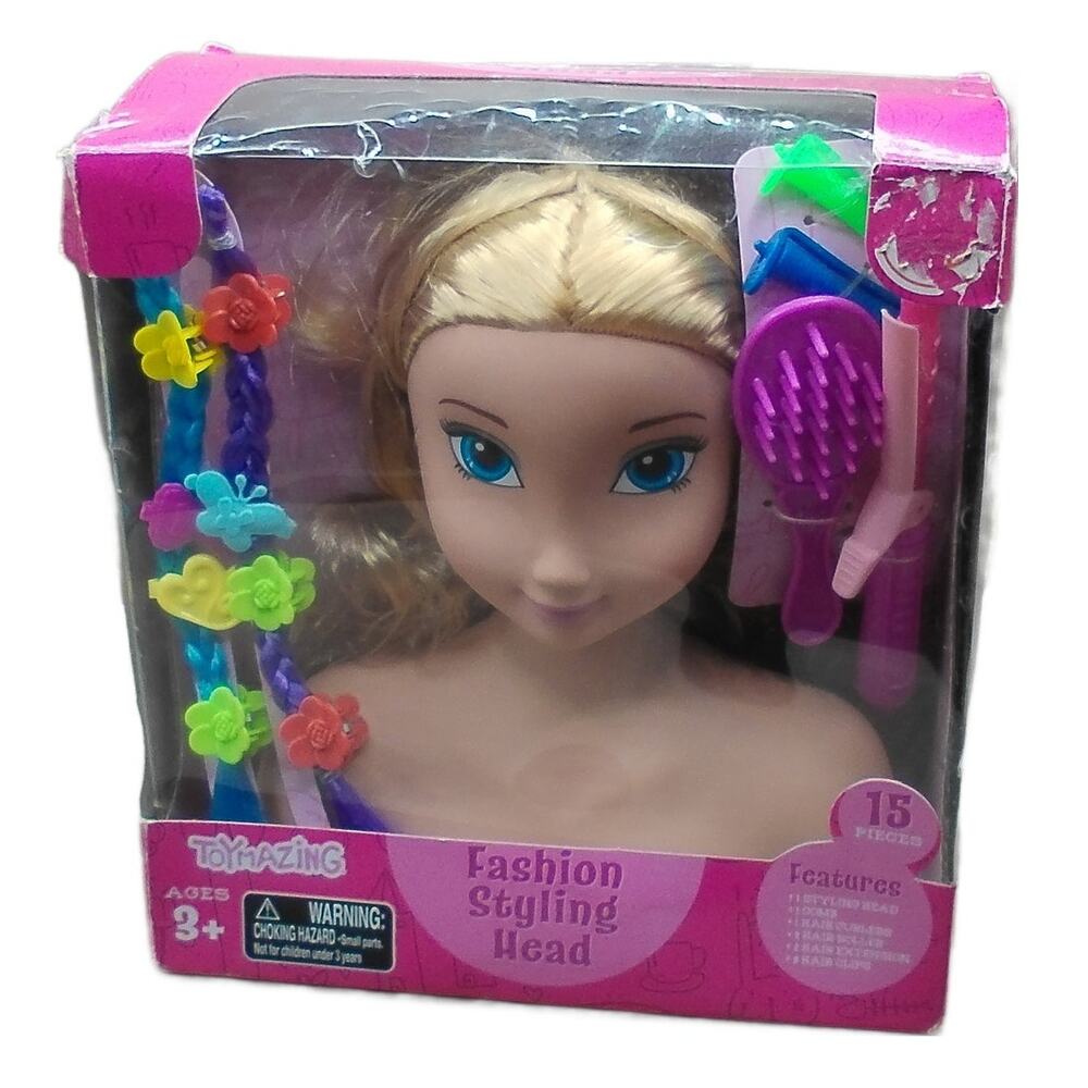Fashion Styling Doll Head w/14 Accessories NOS Blonde Hair Toymazing